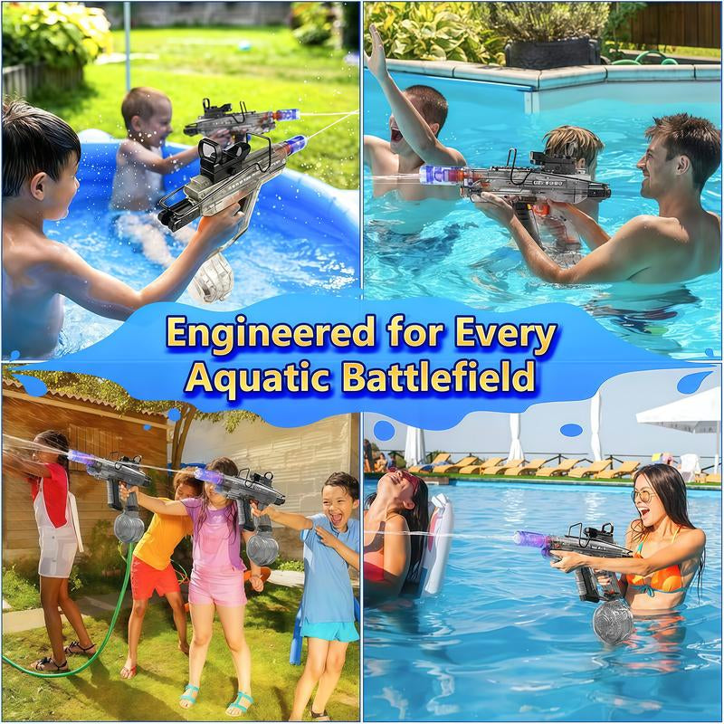 Electric Water Gun for Adults Kids,Automatic High Power Water Squirt Gun with Realistic Led Gun Muzzle Flame,Large Capacity Water Storage Tank 28-32 Ft Range,Summer Outdoor Pool Beach Party Toys