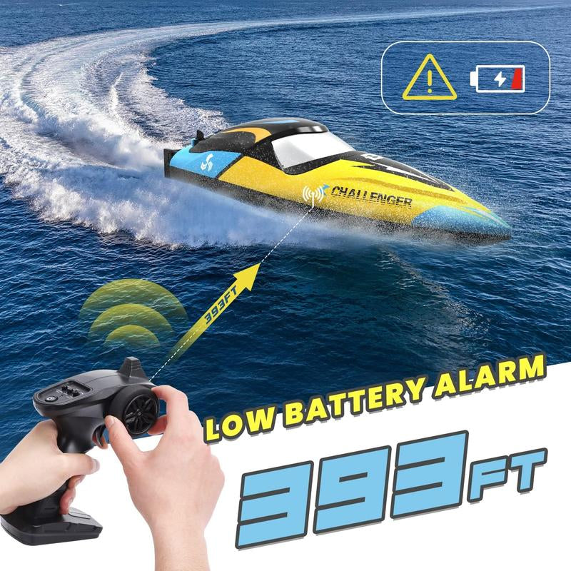 DEERC Brushless RC Boat, 30+ Mph Fast Remote Control Boats with Never Capsize&Low Battery Alarm Function, Racing Boat with LED Lights for Pools&Lakes