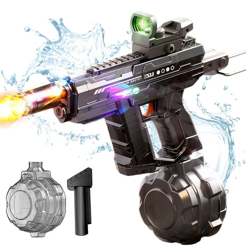 Electric Water Gun for Adults Kids,Automatic High Power Water Squirt Gun with Realistic Led Gun Muzzle Flame,Large Capacity Water Storage Tank 28-32 Ft Range,Summer Outdoor Pool Beach Party Toys