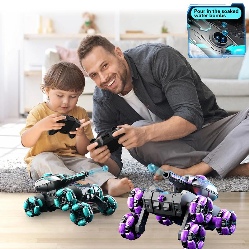 Water Bullet Shooting RC Tank for Kids Adults 4WD Stunt Remote Control Car with 360° Rotating Gifts, High-Speed Water Bullet Launch, 40+ Min Play