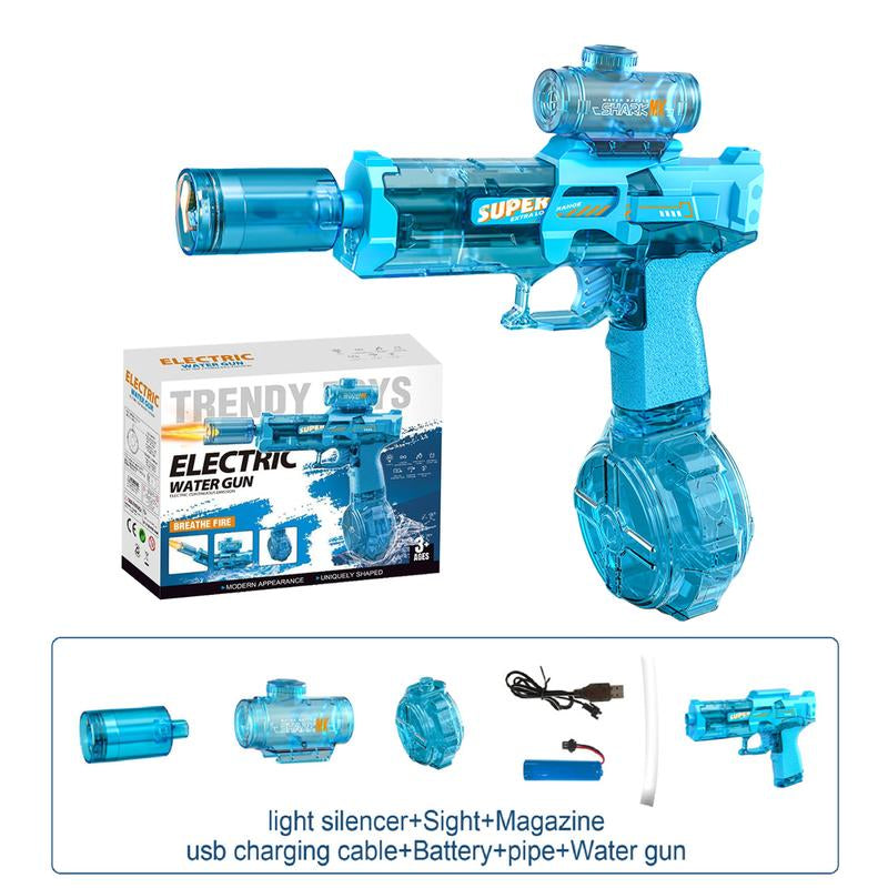 Electric Water Gun for Adults Kids,Automatic High Power Water Squirt Gun with Realistic Led Gun Muzzle Flame,Large Capacity Water Storage Tank 28-32 Ft Range,Summer Outdoor Pool Beach Party Toys