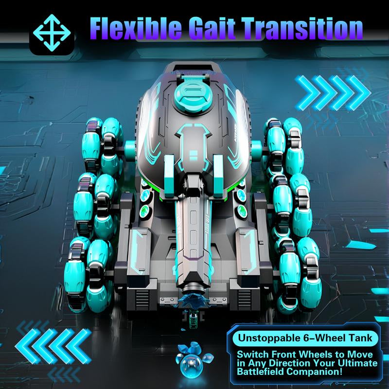 Water Bullet Shooting RC Tank for Kids Adults 4WD Stunt Remote Control Car with 360° Rotating Gifts, High-Speed Water Bullet Launch, 40+ Min Play