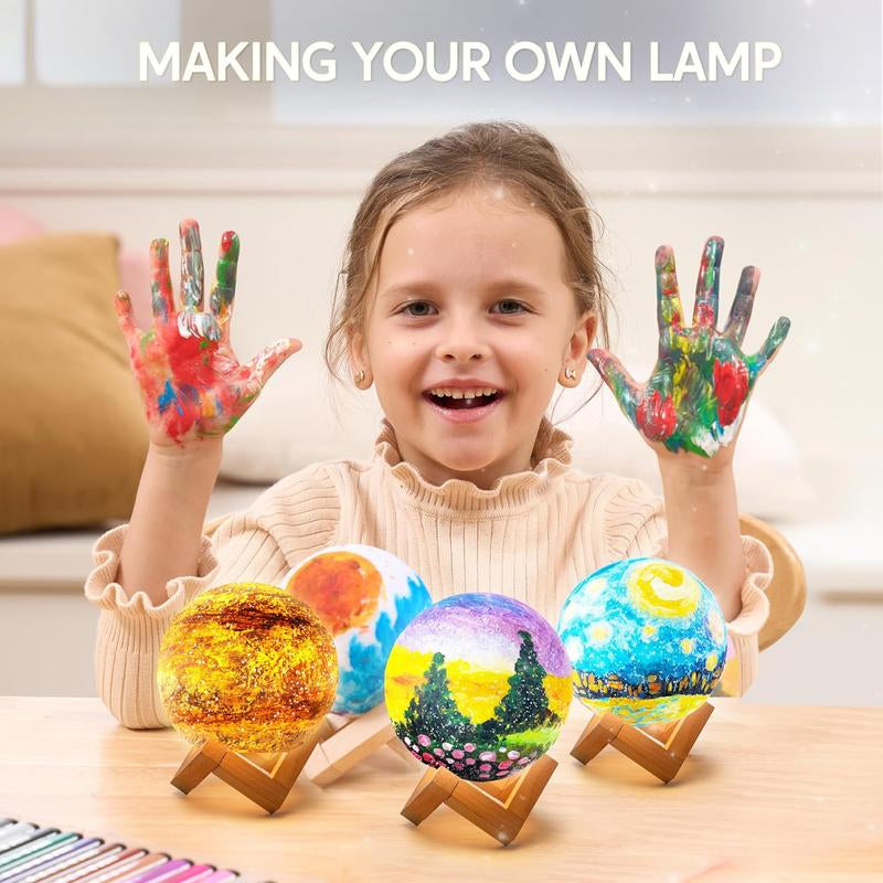 2025 Toys for Kids 3D Moon Night Light, DIY Your Own Moon Lamp Kit Galaxy Lamp Arts and Crafts Kit, School Activities, Birthday Gifts for Kids Girls Boys Kids Outdoor Play