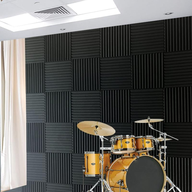 24 Pack Acoustic Panels 1 X 12 X 12 Inches - Acoustic Foam - High Density- Soundproof Studio Wedges - Charcoal
