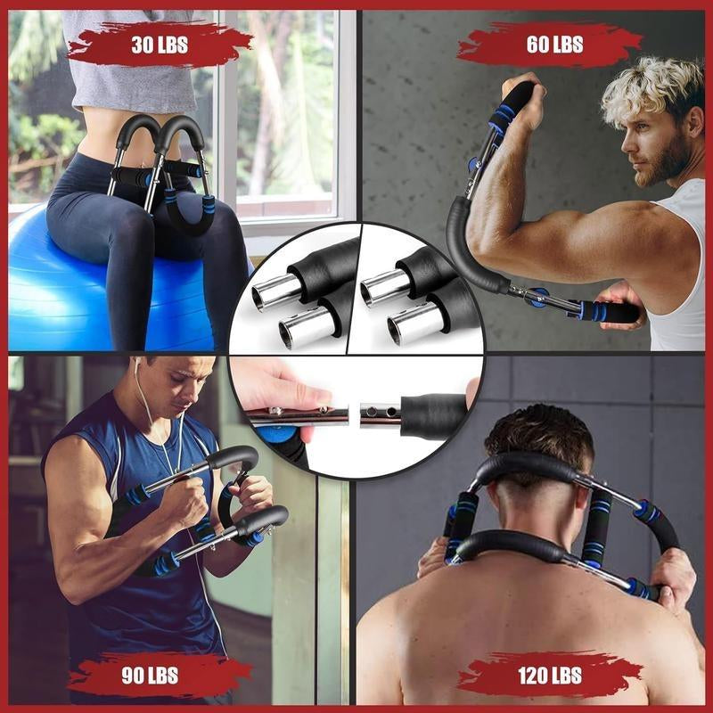 Arm Trainer, 60-110Lb Adjustable Chest Workout Equipment, Arm Trainer, Arm Strength Trainer, Portable Power Twister Bar,Portable Spring Resistance for Home Workout Equipment