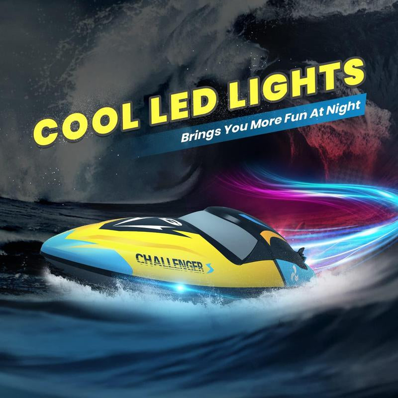 DEERC Brushless RC Boat, 30+ Mph Fast Remote Control Boats with Never Capsize&Low Battery Alarm Function, Racing Boat with LED Lights for Pools&Lakes