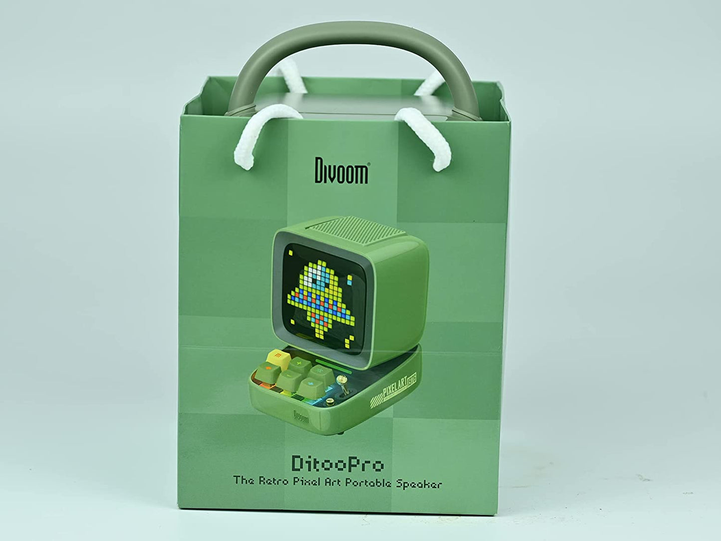 Ditoo Programmable Pixel Art Led-Bluetooth-Speaker Showing-Clock Emoji DIY Design for Home Wedding Party Decoration with Wireless App Control (Green)