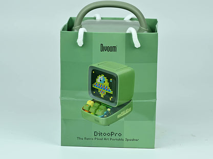 Ditoo Programmable Pixel Art Led-Bluetooth-Speaker Showing-Clock Emoji DIY Design for Home Wedding Party Decoration with Wireless App Control (Green)