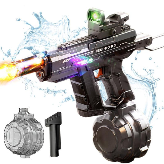 Electric Water Gun for Adults Kids,Automatic High Power Water Squirt Gun with Realistic Led Gun Muzzle Flame,Large Capacity Water Storage Tank 28-32 Ft Range,Summer Outdoor Pool Beach Party Toys