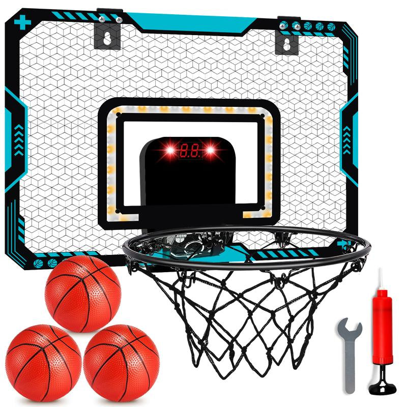 Indoor Basketball Hoop, Basketball Hoops over the Door with LED Lighting