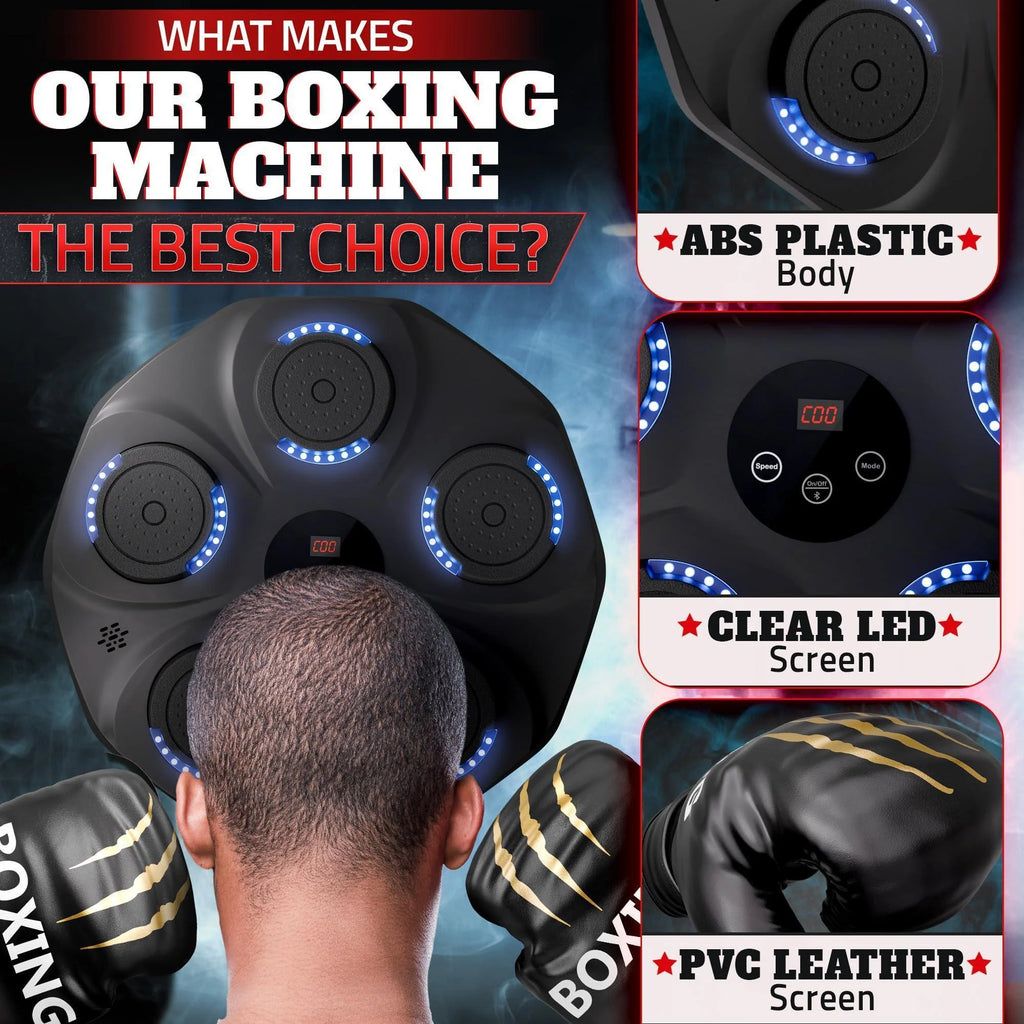 Professional Wall-Mounted Bluetooth Music Boxing Machine for Adults - Durable Training Equipment with 9 Modes, Shock Absorbing Pads, LED Screen