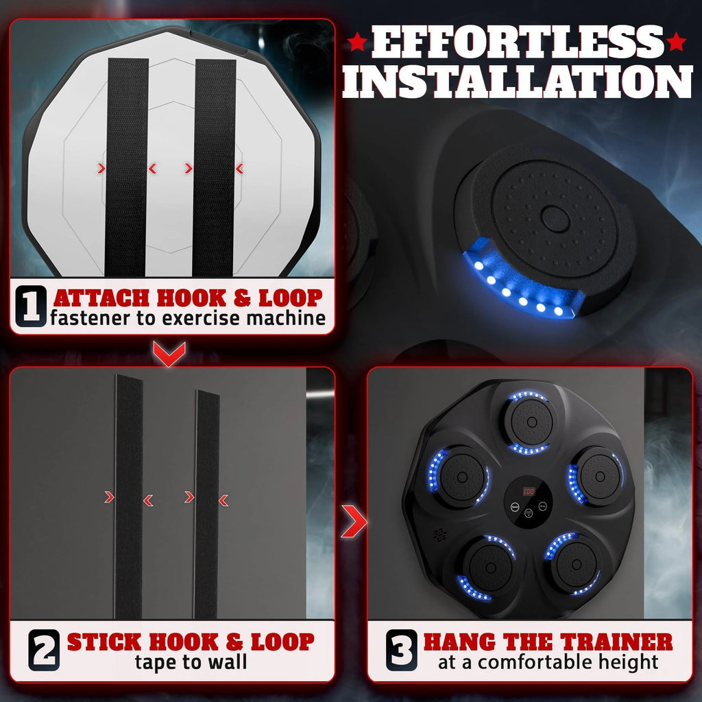 Professional Wall-Mounted Bluetooth Music Boxing Machine for Adults - Durable Training Equipment with 9 Modes, Shock Absorbing Pads, LED Screen