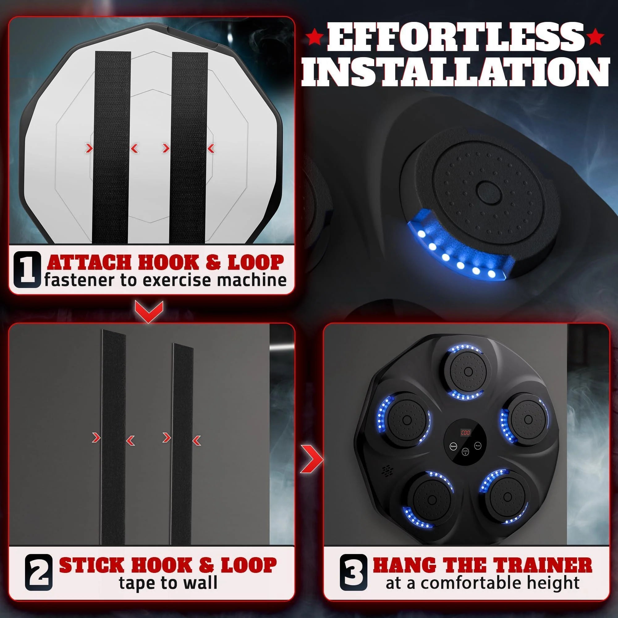 Professional Wall-Mounted Bluetooth Music Boxing Machine for Adults - Durable Training Equipment with 9 Modes, Shock Absorbing Pads, LED Screen