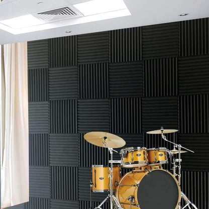24 Pack Acoustic Panels 1 X 12 X 12 Inches - Acoustic Foam - High Density- Soundproof Studio Wedges - Charcoal