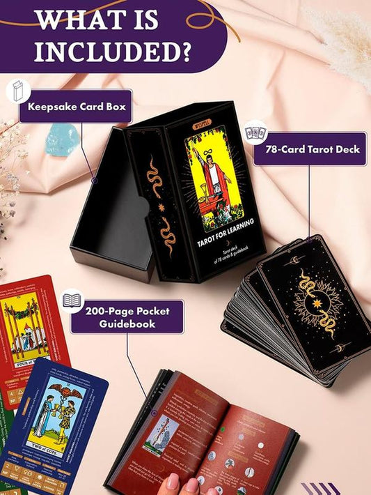 Tarot for Learning - Tarot Cards with Meanings on Them - Beginner Tarot Deck with Meanings on Them - Tarot Cards for Beginners with Guide Book