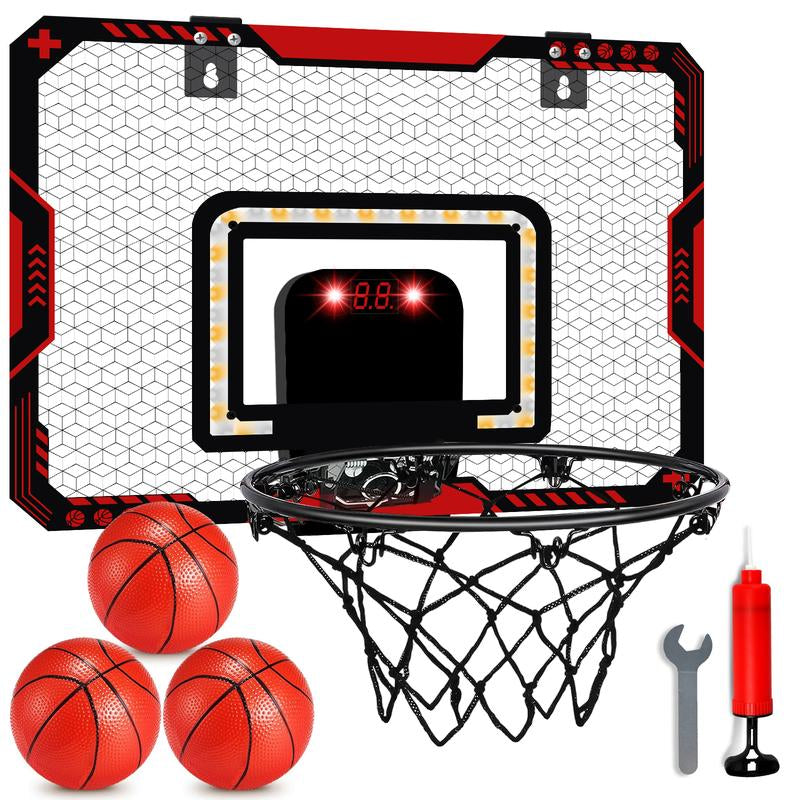 Indoor Basketball Hoop, Basketball Hoops over the Door with LED Lighting