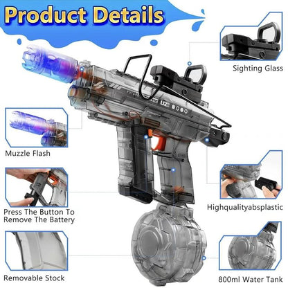 Electric Water Gun for Adults Kids,Automatic High Power Water Squirt Gun with Realistic Led Gun Muzzle Flame,Large Capacity Water Storage Tank 28-32 Ft Range,Summer Outdoor Pool Beach Party Toys
